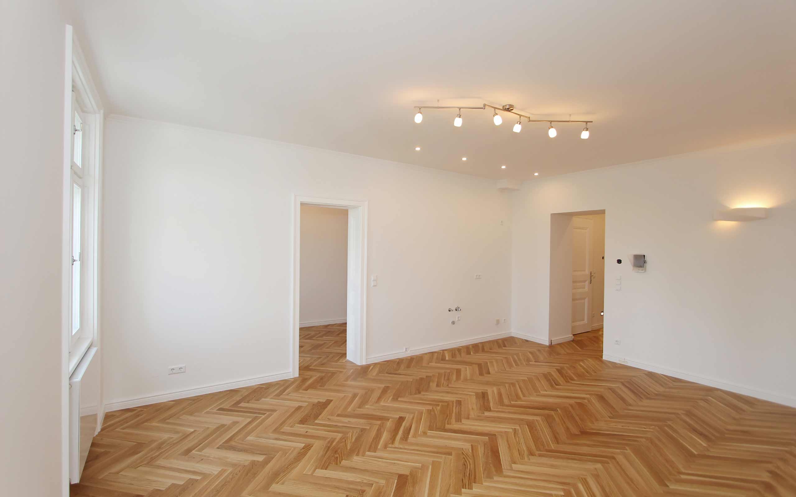 Edles Fischgrätparkett in der Wiener Altbauwohnung Rossauer Laende 17 1090 Wien