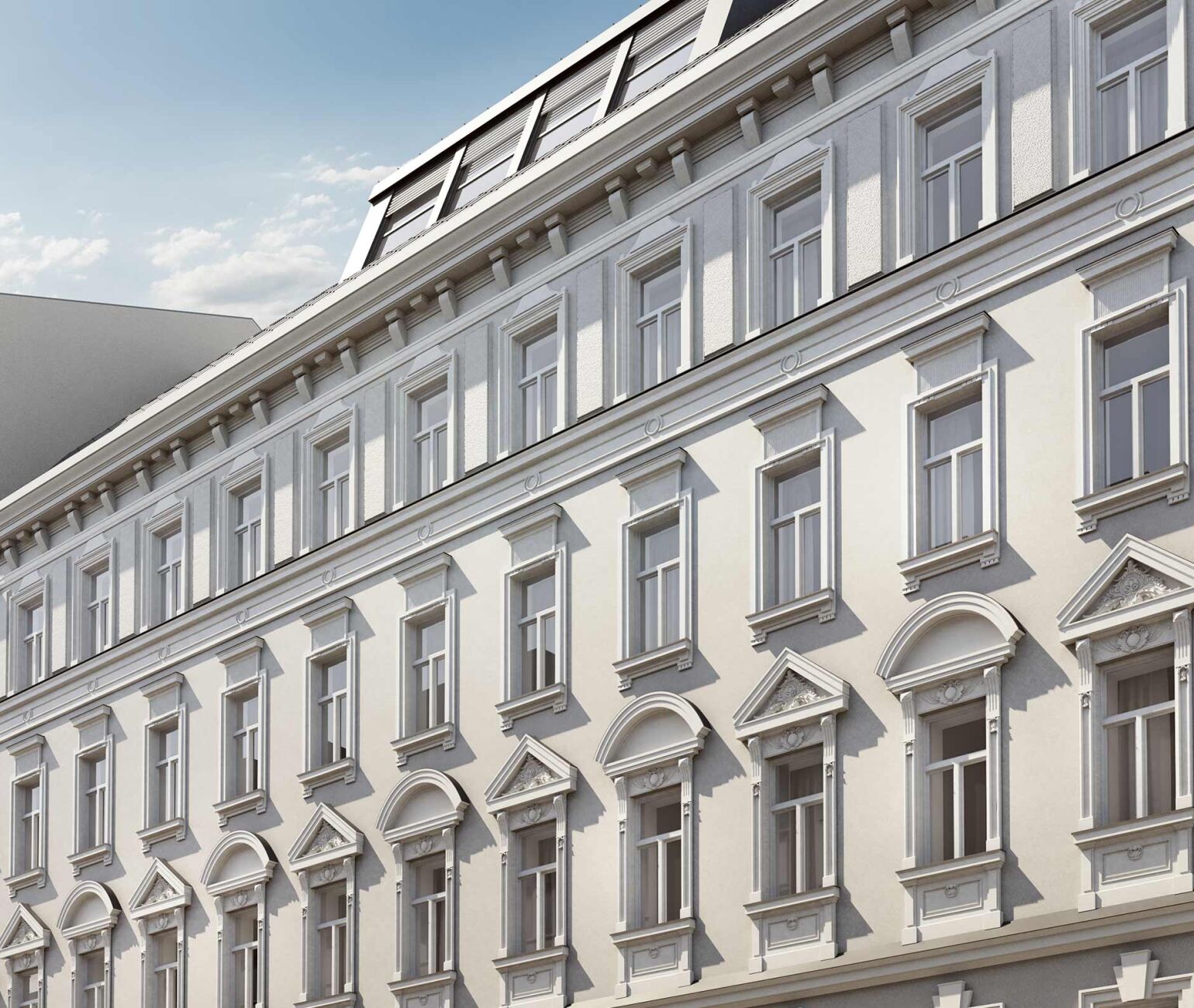 Prunkvolle Außenfassade des Zinshauses Josefin Blindengasse 39 1080 Wien